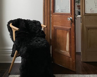 Double Icelandic Sheepskin Throw | SHORN BLACK - Minimal + Cozy Luxury, Scandinavian Hygge Home Decor Aesthetic, A Great House Warming Gift