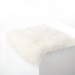 Icelandic Sheepskin Leather Wool Chair Pad SHORN WHITE SQUARE Comfy Scandinavian Hygge Decor Aesthetic For Stools and Seats Free Ship image 3