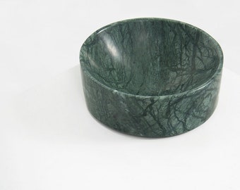 Large Marble Dish | EMPRESS GREEN Minimal Bowl of a Contemporary Design a Great Catch All Dish, Fruit Bowl, or Scandinavian Design Accent.
