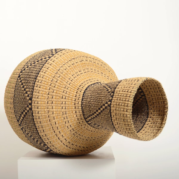 Ghana Bolga 'Linka' Basket | NATURAL + BLACK   Free Shipping