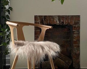 Icelandic Sheepskin Leather + Wool Chair Pad | CAMEL SQUARE - Comfy + Cozy Scandinavian Hygge Decor Aesthetic For Stools and Seats Free Ship