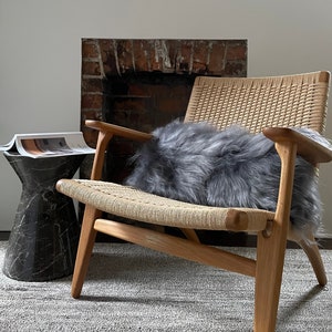 Luxurious Silver Icelandic Sheepskin Rectangular Pillow Cover for Scandinavian Home Decor