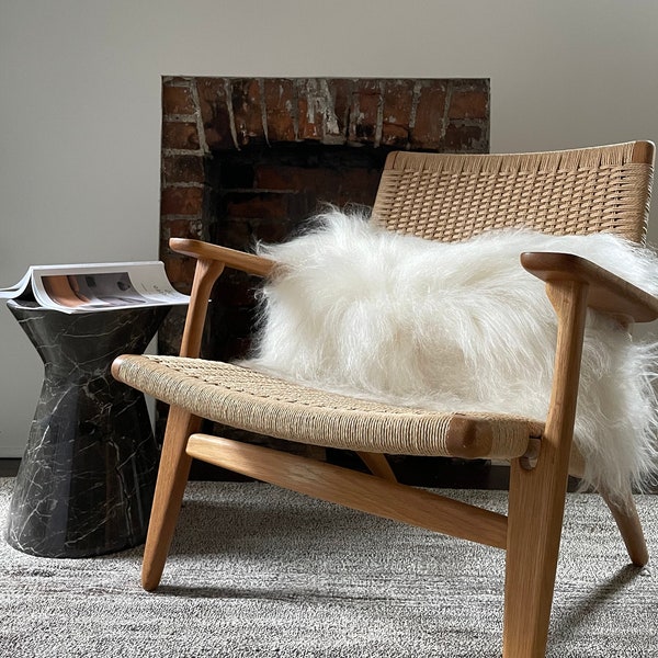 Icelandic Sheepskin Throw Pillow Cushion | Pillow Cover | WHITE RECTANGULAR - Comfy + Cozy Scandinavian Hygge Decor Aesthetic