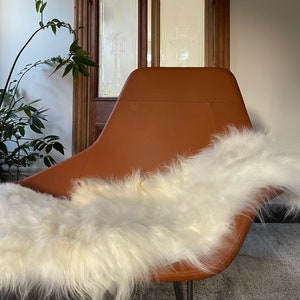 Double Icelandic Sheepskin Throw WHITE Minimal Cozy Luxury, Scandinavian Hygge Home Decor Aesthetic, A Great House Warming Gift image 3