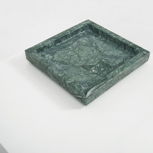 Large Square Marble Tray EMPRESS GREEN Minimal Tray of a Contemporary Design a Great Catch All, Key Holder, or Scandinavian Design Accent image 1