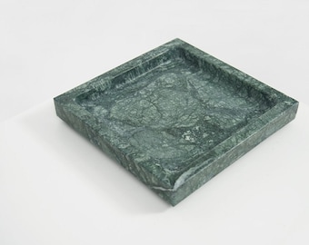 Large Square Marble Tray | EMPRESS GREEN Minimal Tray of a Contemporary Design a Great Catch All, Key Holder, or Scandinavian Design Accent