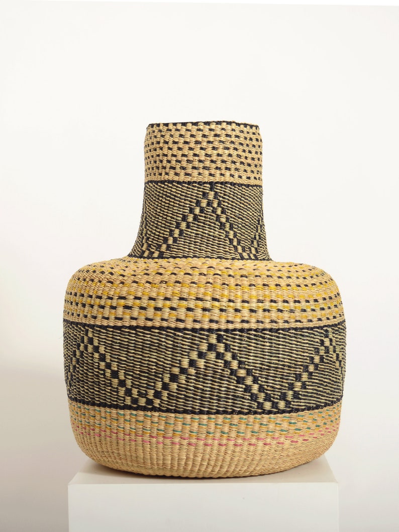 Ghana Bolga 'Linka' Basket NATURAL BLACK Free Shipping image 3