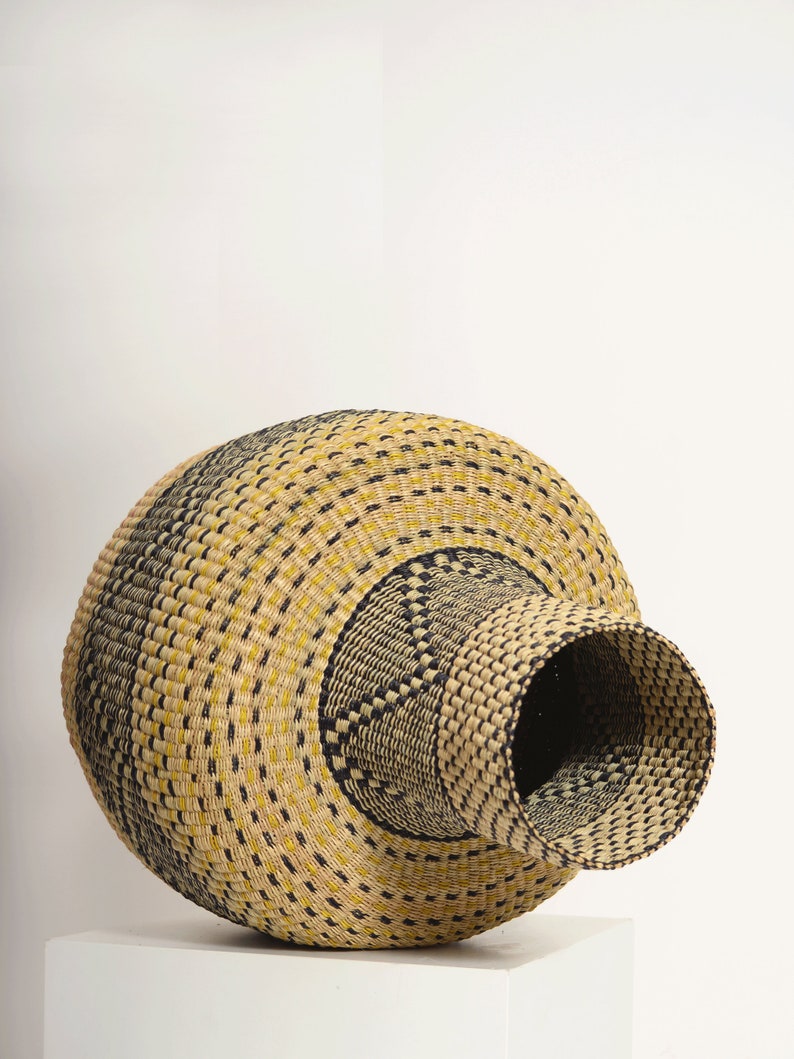 Ghana Bolga 'Linka' Basket NATURAL BLACK Free Shipping image 4