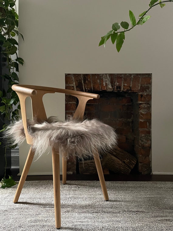 Icelandic Sheepskin Leather Wool Chair Pad TAUPE SQUARE Comfy Cozy
