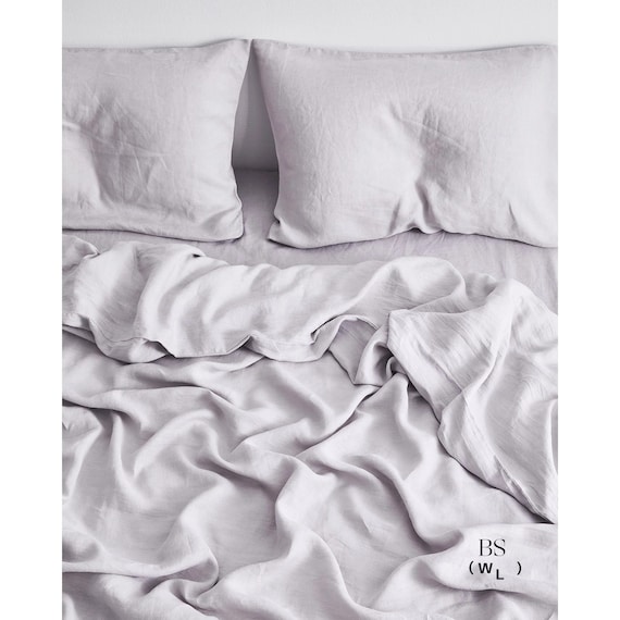 Italian Linen Fitted Sheet Bedding Set With 2 Pillow Cases Clean
