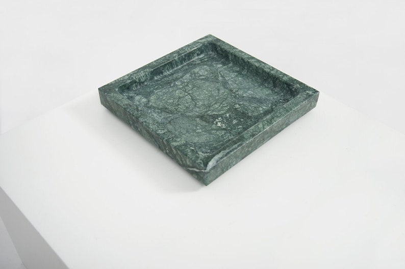 Large Square Marble Tray EMPRESS GREEN Minimal Tray of a Contemporary Design a Great Catch All, Key Holder, or Scandinavian Design Accent image 1