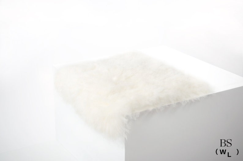 Icelandic Sheepskin Leather Wool Chair Pad SHORN WHITE SQUARE Comfy Scandinavian Hygge Decor Aesthetic For Stools and Seats Free Ship image 3