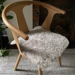 Icelandic Sheepskin Leather Wool Chair Pad SHORN LINEN SQUARE Comfy Scandinavian Hygge Decor Aesthetic For Stools and Seats Free Ship image 2