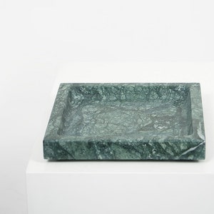 Large Square Marble Tray EMPRESS GREEN Minimal Tray of a Contemporary Design a Great Catch All, Key Holder, or Scandinavian Design Accent image 2