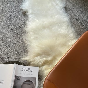 Double Icelandic Sheepskin Throw WHITE Minimal Cozy Luxury, Scandinavian Hygge Home Decor Aesthetic, A Great House Warming Gift image 2