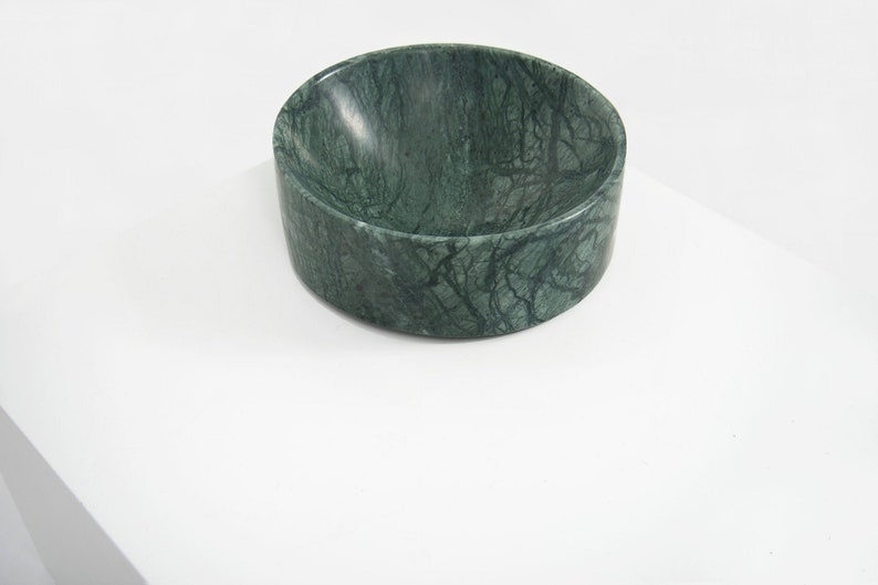 Large Marble Dish EMPRESS GREEN Minimal Bowl of a Contemporary Design a Great Catch All Dish, Fruit Bowl, or Scandinavian Design Accent. image 1