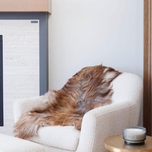 Large Icelandic Sheepskin Throw: Rusty Grey Luxury Rug for Scandinavian Hygge Home Decor