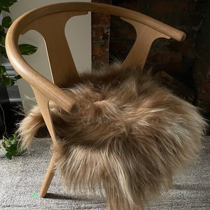 Icelandic Sheepskin Leather Wool Chair Pad BROWN SQUARE Comfy Cozy Scandinavian Hygge Decor Aesthetic For Stools and Seats image 2