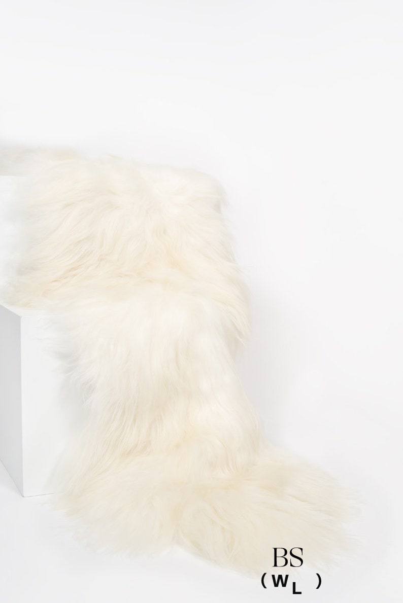 Double Icelandic Sheepskin Throw WHITE Minimal Cozy Luxury, Scandinavian Hygge Home Decor Aesthetic, A Great House Warming Gift image 6