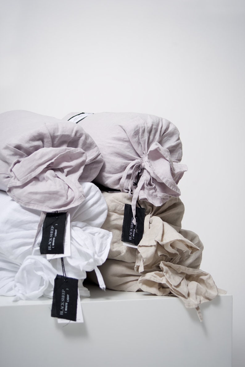 Italian Linen Fitted Sheet Bedding Set With 2 Pillow Cases Etsy