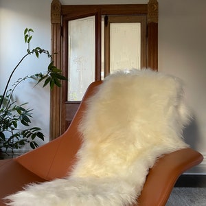 Double Icelandic Sheepskin Throw WHITE Minimal Cozy Luxury, Scandinavian Hygge Home Decor Aesthetic, A Great House Warming Gift image 4