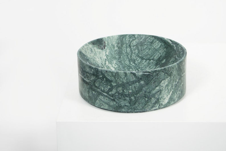 Large Marble Dish EMPRESS GREEN Minimal Bowl of a Contemporary Design a Great Catch All Dish, Fruit Bowl, or Scandinavian Design Accent. image 2