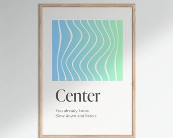 Center Therapy Poster – Printable Mental Health Quote, Mindfulness Wall Art, Therapy Office Decor, Meditation Print, Self Awareness Art
