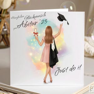 Geschenk zum Abitur 2025 – Glückwunschkarte mit Frisurwahl - ideal für Mädchen & junge Frauen