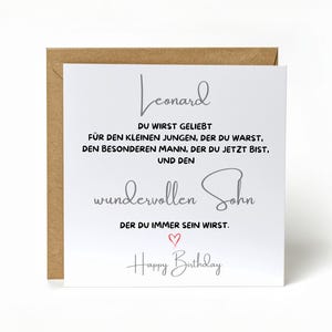Personalisiertes Geburtstagsgeschenk für Sohn – Emotionale Karte mit liebevollem Spruch