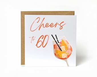 60th birthday gift – Funny 60th birthday card for women | Aperol card | Folding card with saying | Gift idea for girlfriend