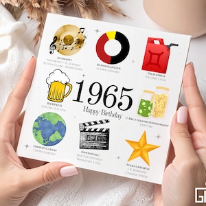 Birthday card born in 1965 – Funny throwback card with facts & retro design for the 60th birthday