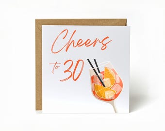 Presente de aniversário de 30 anos – Cartão de aniversário engraçado para mulheres | Cartão Aperol | Ideia de presente para namorada