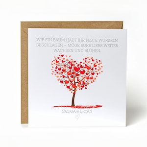 Personalized Wooden Wedding Card – Tree Motif & Saying | Love Grows Like a Tree | Wedding Anniversary