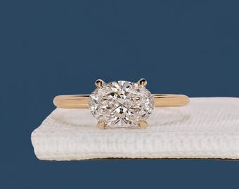 Anello di fidanzamento con diamante ovale da 1,50 ct, solitario in oro massiccio, IGI VVS2 F