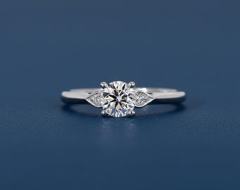 Anello di fidanzamento con diamante creato in laboratorio, 0,53 ct, oro 14k