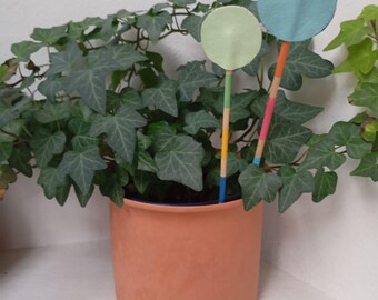 Decorative plant stake, mint green and white, flower stake, flower pot, houseplant