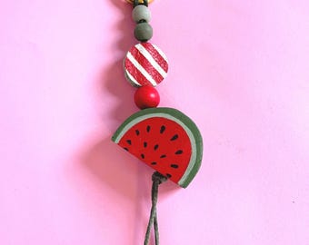 Unique handmade melon bag charm, charm pendant for keys or as a Valentine's Day gift and lucky charm in boho style.