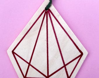 Decorative wooden pendant in the shape of a diamond for Easter branches, as a gift or souvenir, hand-painted.