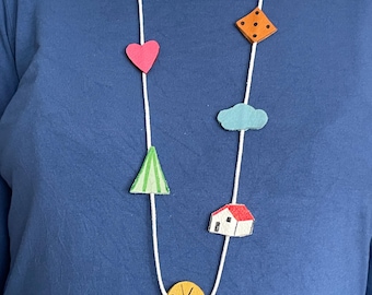 Unique handmade leather necklace, jewelry, a Valentine's Day gift in a boho-hippie design with chrome-free leather