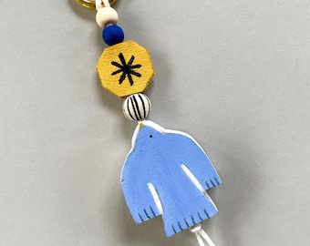 Unique handmade dove bag charm, key charm as a Valentine's Day gift or lucky charm in boho design