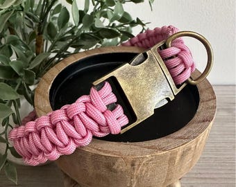 Handmade Braided Dog Collar | Pink | Customize Colors