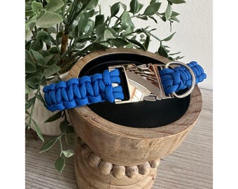 Handmade Braided Dog Collar | Royal Blue | Customize Colors