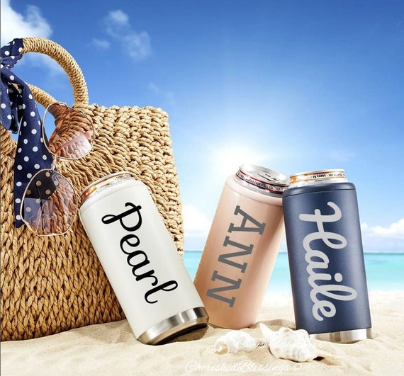 Personalized Skinny Can Cooler, Stainless Steel Insulated Cooler,  Bridesmaid Gift, Seltzer can holder