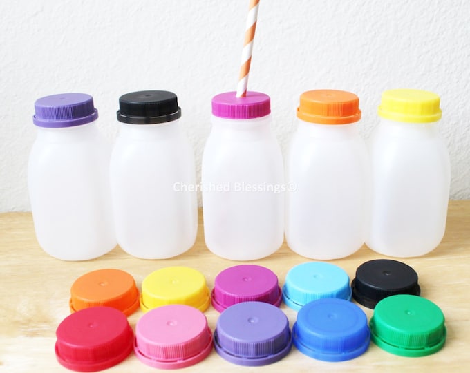 Milk Bottles Plastic Milk Bottle With Colored Lids With or Etsy