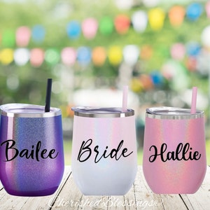 Wine Tumbler Personalized Wine Tumbler Stainless Steel Monogram Wine Tumbler Bachelorette Gifts Bridesmaid Gift 12oz CLEARANCE LAST ONE