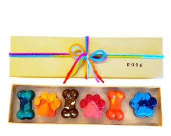 Paw Print Crayons - Puppy Party Favors, Dog Kids Gifts, Pet Theme Birthday Crayons