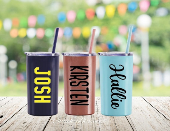 12oz Glitter Kids Tumbler Cup Personalized, Pool Party Favors