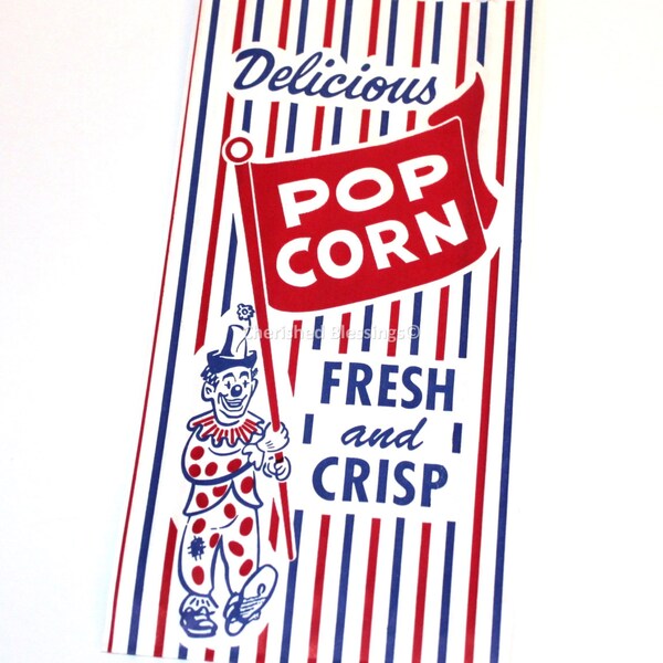Popcorn bags, Favor Bags, Vintage Style Popcorn Bags, Carnival Party, Wedding, Baby Shower, Gift Bags, Retro Favors, Kids Party, Movie Party