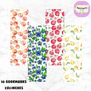 10 Printable Bookmarks - Fruit Themed - Book Accessories -  Cute Designs - PDF Download - Digital Product -Fun and Colourful Bookmarks