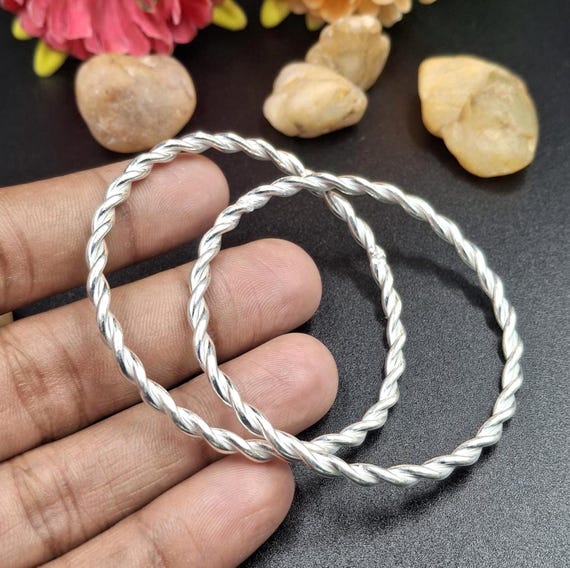 アクセサリー silver925 Twisted Bangle(Slim) MANANAS Twisted Sterling Silver Bangle Set: Handmade 925 Silver Rope